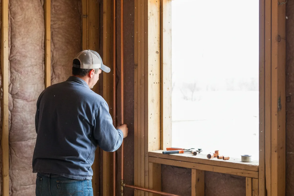 Licensed plumber running new copper supply lines in a Martins Ferry home