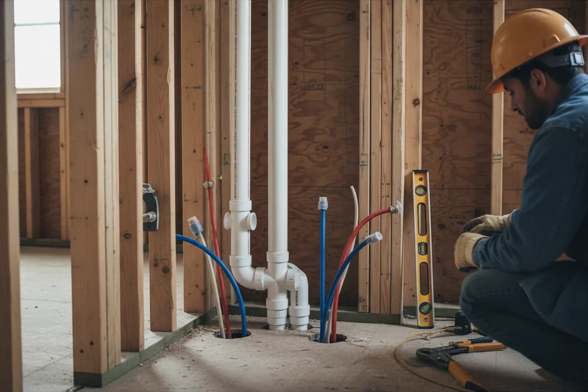 Drain and supply rough-in during Sump Pump Repair in Martins Ferry