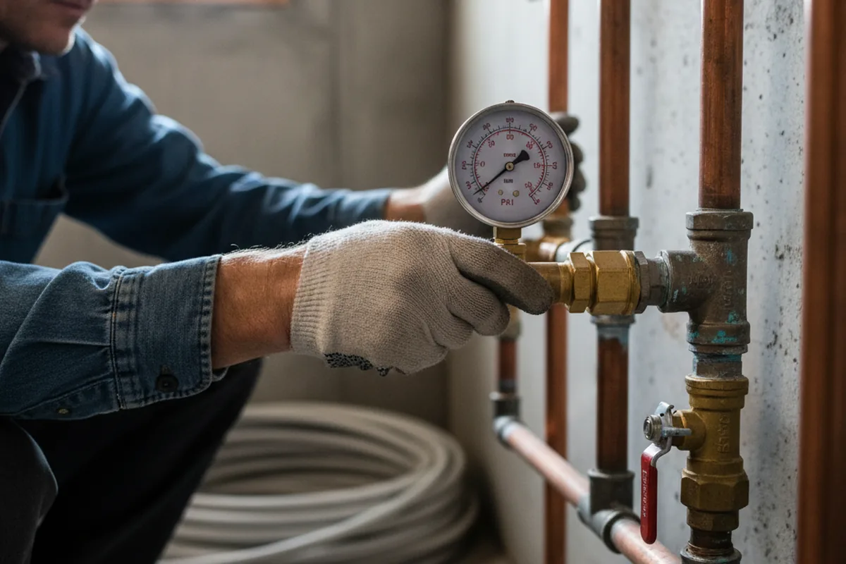 Pressure testing a repaired line during Water Line Repair in Martins Ferry